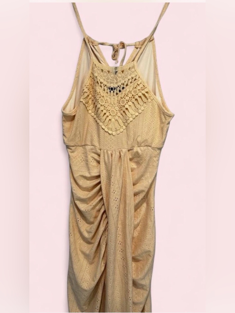 chicme Cream Lace-Trim V-Neck Top.